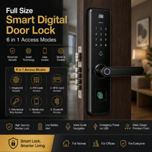 Full Size Smart Digital Door Lock 6 in 1 Access Modes
